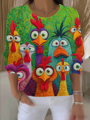 Women's Thanksgiving Turkey Print Casual Sweatshirt