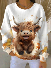 Women's Animal Highland Cow Printed Casual Sweatshirt
