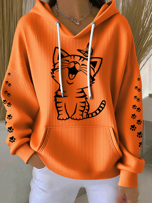 Women's Cute Cat Print Cat Mom Cat Lovers Casual Hoodie