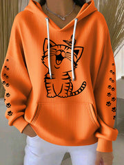 Women's Cute Cat Print Cat Mom Cat Lovers Casual Hoodie