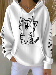 Women's Cute Cat Print Cat Mom Cat Lovers Casual Hoodie