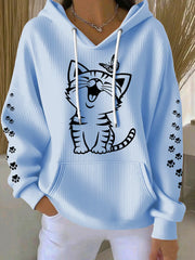 Women's Cute Cat Print Cat Mom Cat Lovers Casual Hoodie