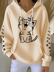 Women's Cute Cat Print Cat Mom Cat Lovers Casual Hoodie