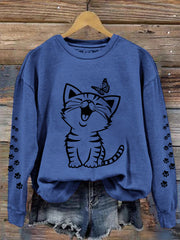 Women's Cute Cat Print Cat Mom Cat Lovers Casual Sweatshirt