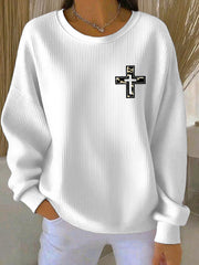 Women's Retro Faith Fishing Hunting Print Casual Sweatshirt