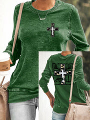 Women's Retro Faith Fishing Hunting Printed Casual Sweatshirt