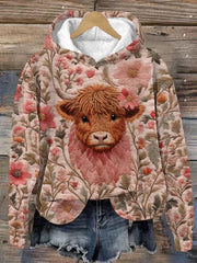 Women's highland cow Printed Regular Sweatshirt