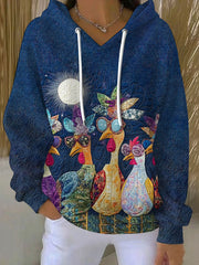 Women's Thanksgiving Turkey Print Casual Hoodie