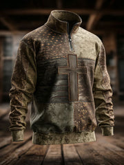 Men's Retro Western Faith Print Casual Top