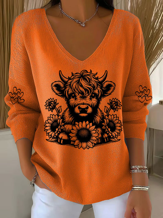 Women's Highland Cow Print Casual Top