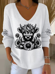 Women's Highland Cow Print Casual Top