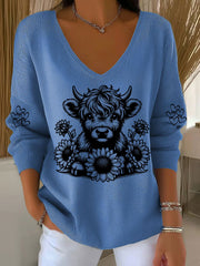 Women's Highland Cow Print Casual Top