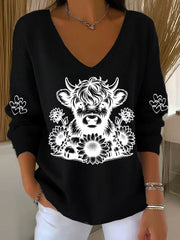 Women's Highland Cow Print Casual Top