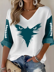 Women's Football Fans Lovers Gameday Casual Waffle T-shirt