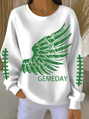 Women's Football Fans Lovers Gameday Casual Printed Casual Loose Long Sleeve Top