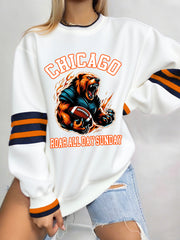 Women's Roar All Day Sunday Football Fans Lovers Gameday Casual Sweatshirt