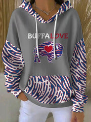 Women's Buffalo Football Lover Printed Hoodie