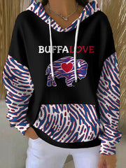 Women's Buffalo Football Lover Printed Hoodie