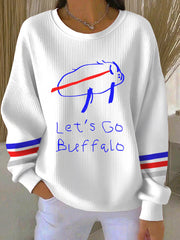 Women's Go Buffalo Football Fans Lovers Gameday Casual Sweatshirt