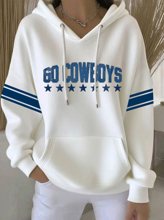 Women's Football Print Casual Hoodie