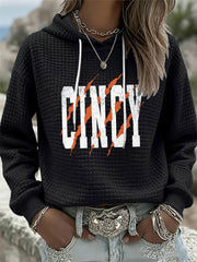 Women's American football waffle hooded sweatshirt