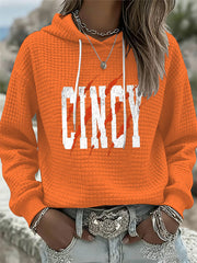 Women's American football waffle hooded sweatshirt