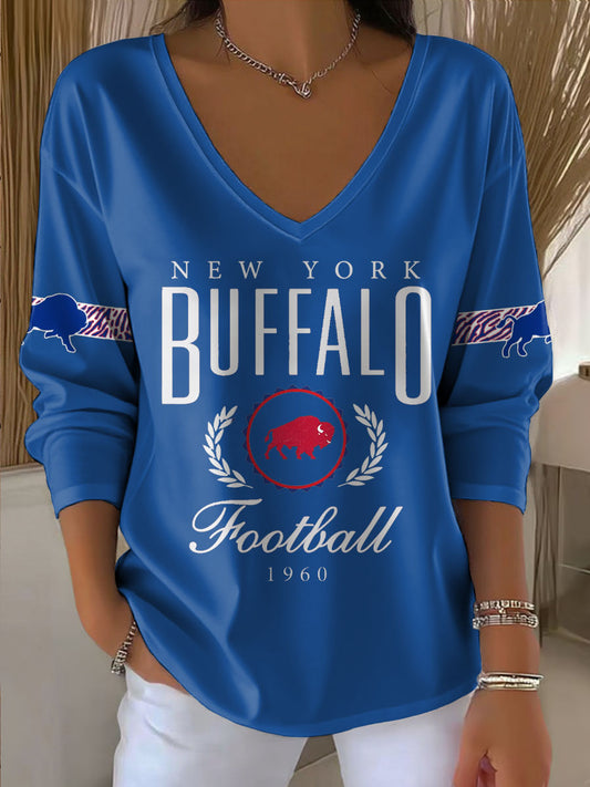 Women's Buffalo Football Lover Printed Tops
