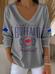 Women's Buffalo Football Lover Printed Tops
