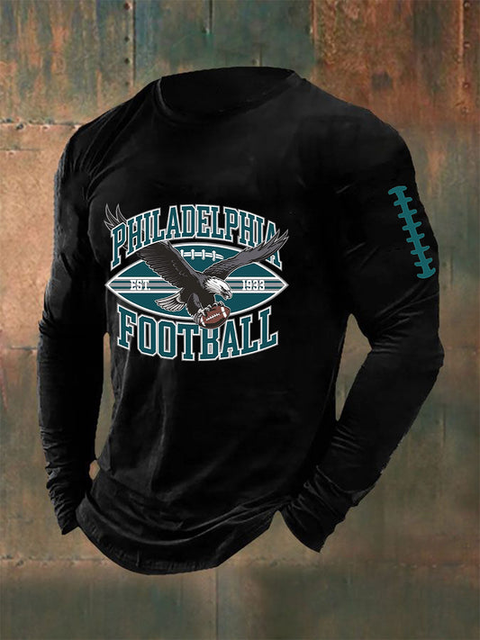 Men's Football Fans Lovers Gameday Casual Long Sleeve T-shirt