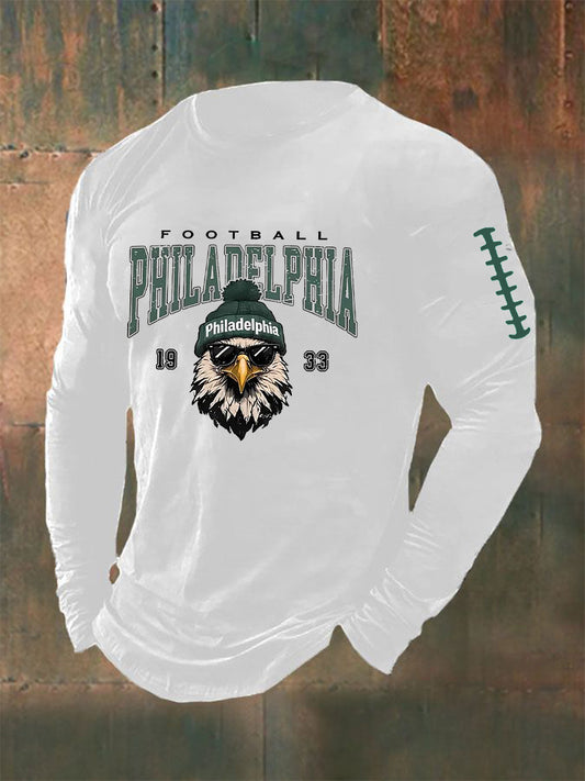 Men's Football Fans Lovers Gameday Casual Long Sleeve T-shirt