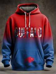 Men's Buffalo Football Lover Printed Hoodie