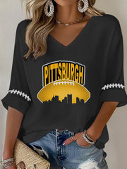 Women's American football V-neck top