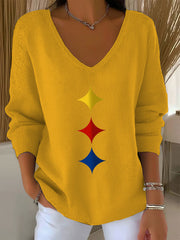 Women's American football V-neck long-sleeved top