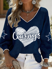 Women's Cowboys Football V-neck Tops
