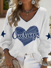 Women's Cowboys Football V-neck Tops