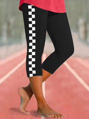 Women's baseball black and white plaid leggings