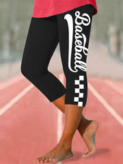 Women's baseball black and white plaid leggings