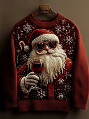 Men's Christmas Santa Claus Wine Glass Imitation Sweater
