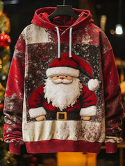 Men's Christmas Santa Claus Art Print Drop-Shoulder Hoodie (No Pockets)