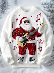 Men's Funny Christmas Santa Claus Playing The Guitar Art Print Sweatshirt