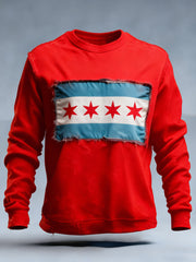 Men's Chicago Flag Print Crew Neck Sweatshirt