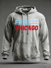Men's Free Chicago Printed Hoodie