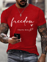 Men's Freedom Charlie Kirk USA Flag Print Tee