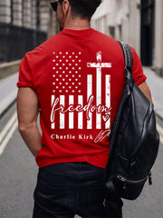 Men's Freedom Charlie Kirk USA Flag Print Tee