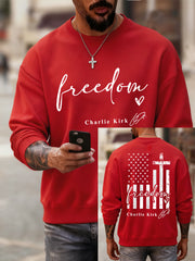Men's Freedom Charlie Kirk USA Flag Print Sweatshirt