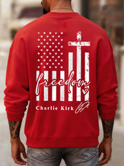 Men's Freedom Charlie Kirk USA Flag Print Sweatshirt