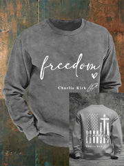 Men's Freedom Charlie Kirk USA Flag Print Sweatshirt