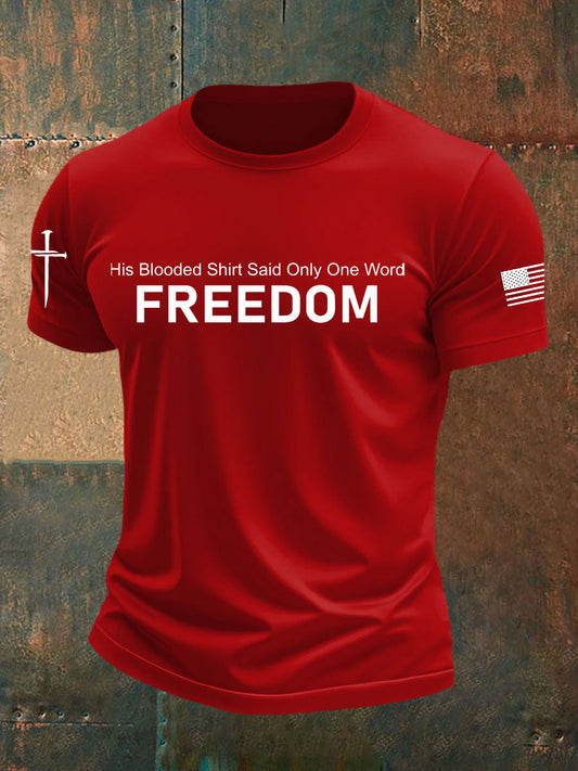 Men's Charlie Kirk Freedom Printed imitation cotton short-sleeved T-shirt