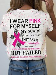 Women's Breast Cancer Awareness I Wear Pink For Myself My Scars Tell A Story T-Shirt