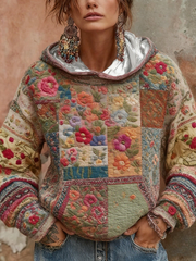 Women's botanical floral print hoodie